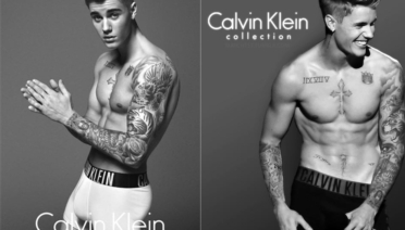 Tetování v trenýrkách. Justin Bieber a Lara Stone pro Calvin Klein. Zdroj: Oficiální FB a Instagram Calvin Klein