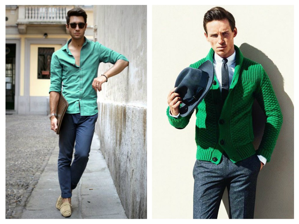 Modrá a zelená kombinace - pánské fashion trendy 2015
