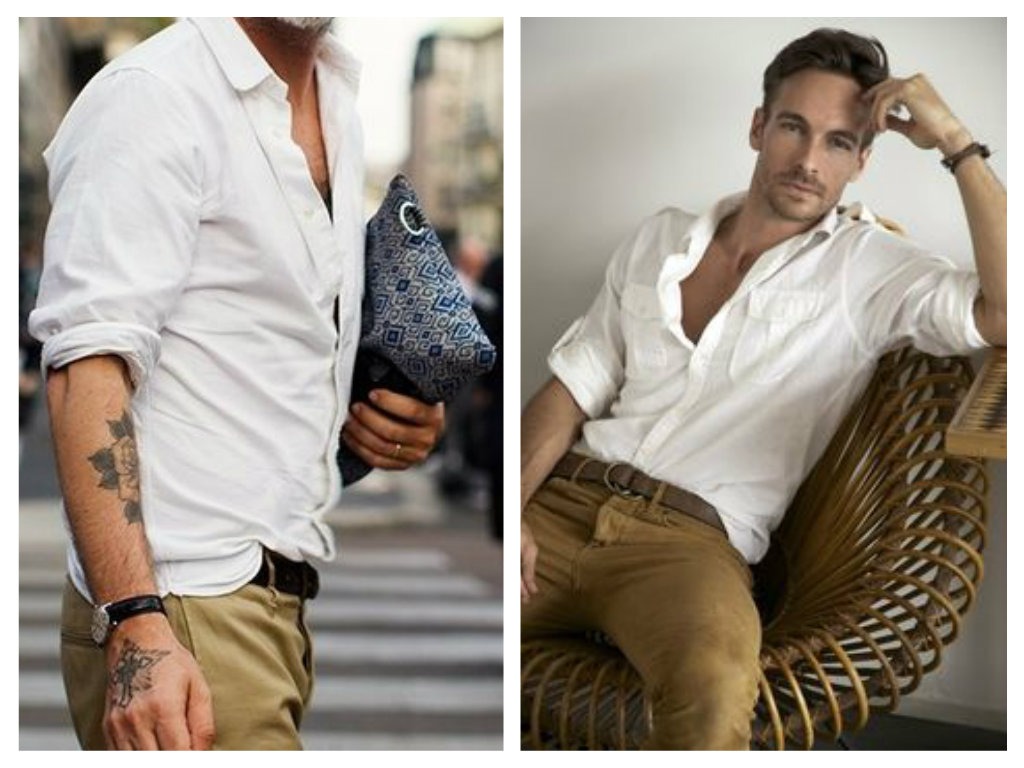 Bílá a khaki kombinace - pánské fashion trendy 2015