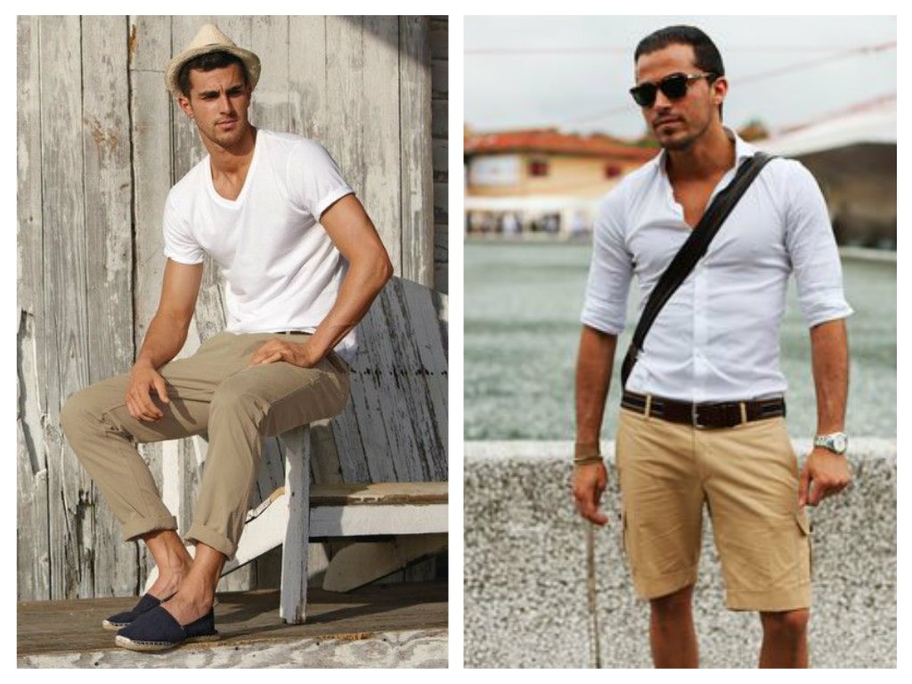 Bílá a khaki kombinace - pánské fashion trendy 2015