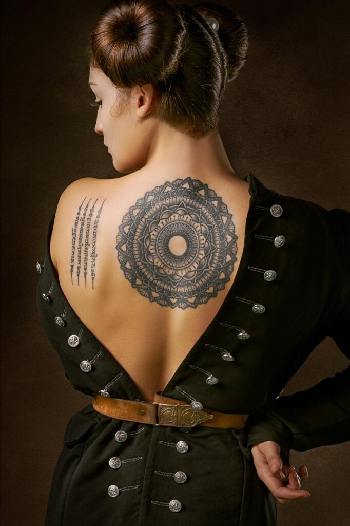 woman, tattoo, mandala