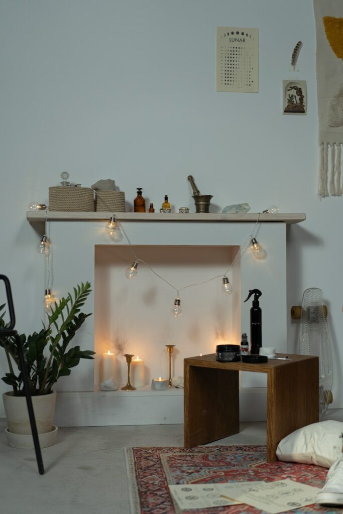 White Candles on Brown Wooden Table