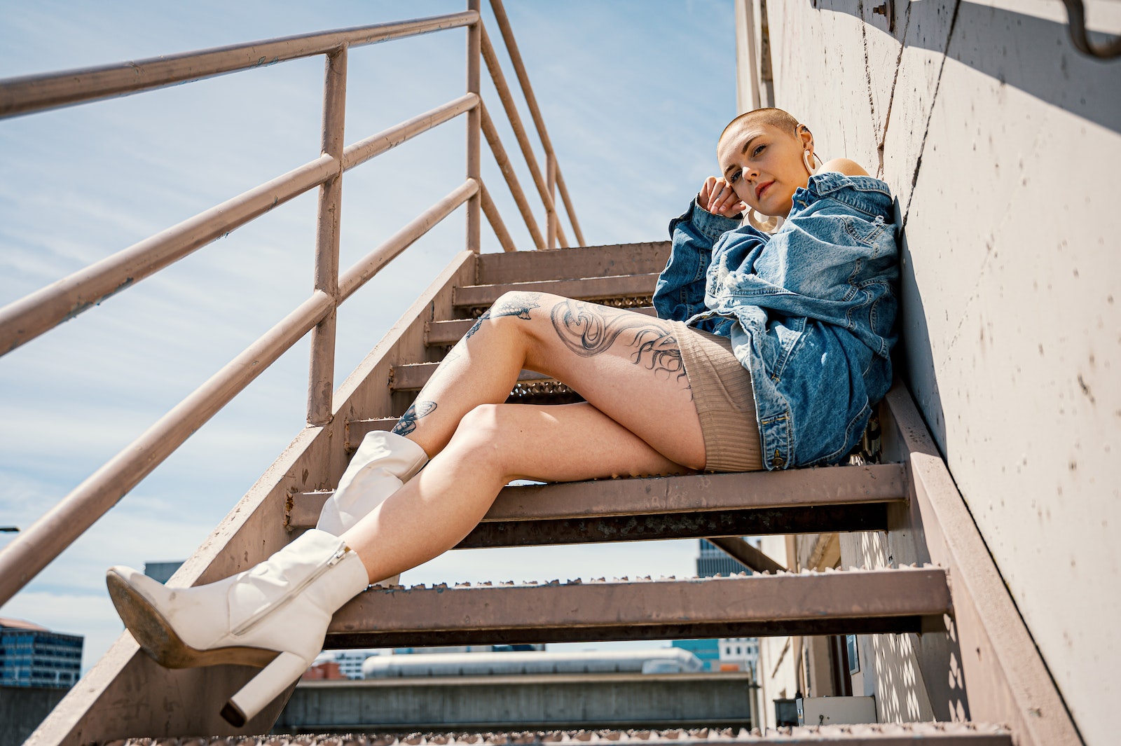 Woman Wearing Denim Jacket