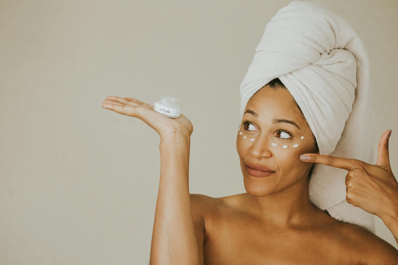 Woman With White Towel on Head